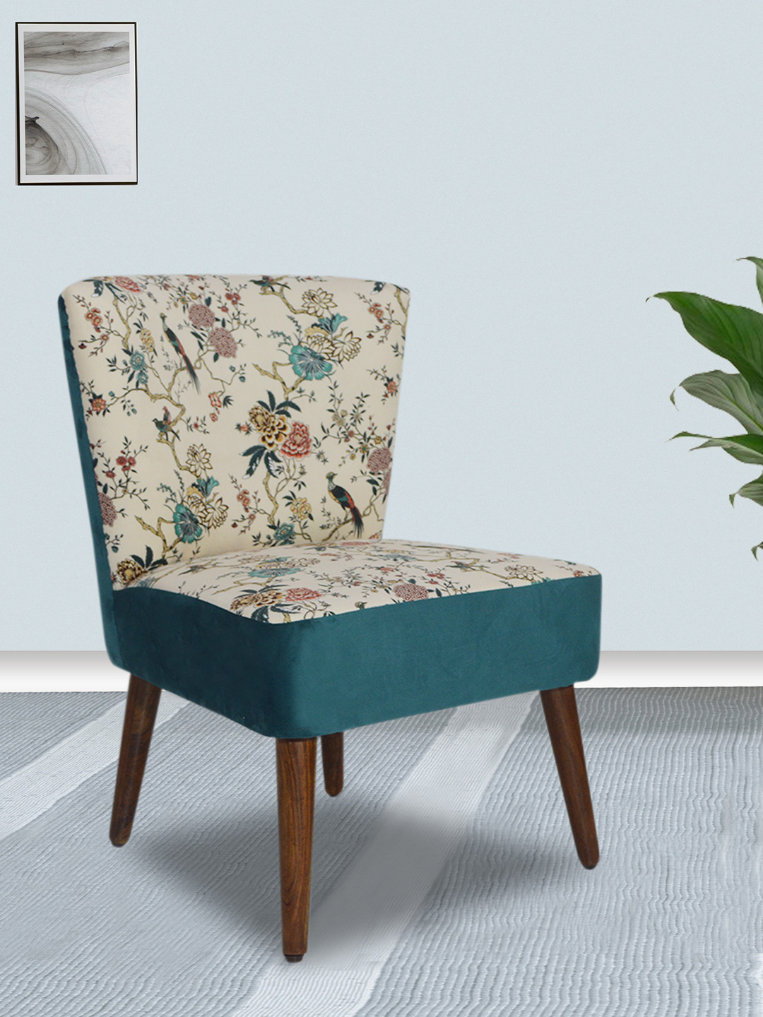 GLOBALLY INDIAN White And Brown Wooden Lounge Chair