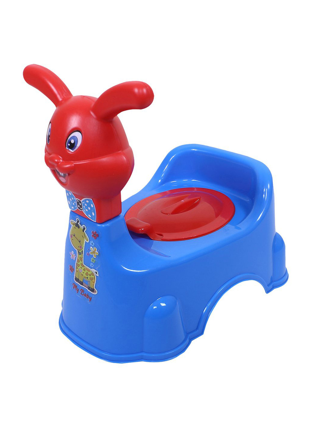 Kuber Industries Plastic Baby Potty Toilet Training Seat- Red & Blue