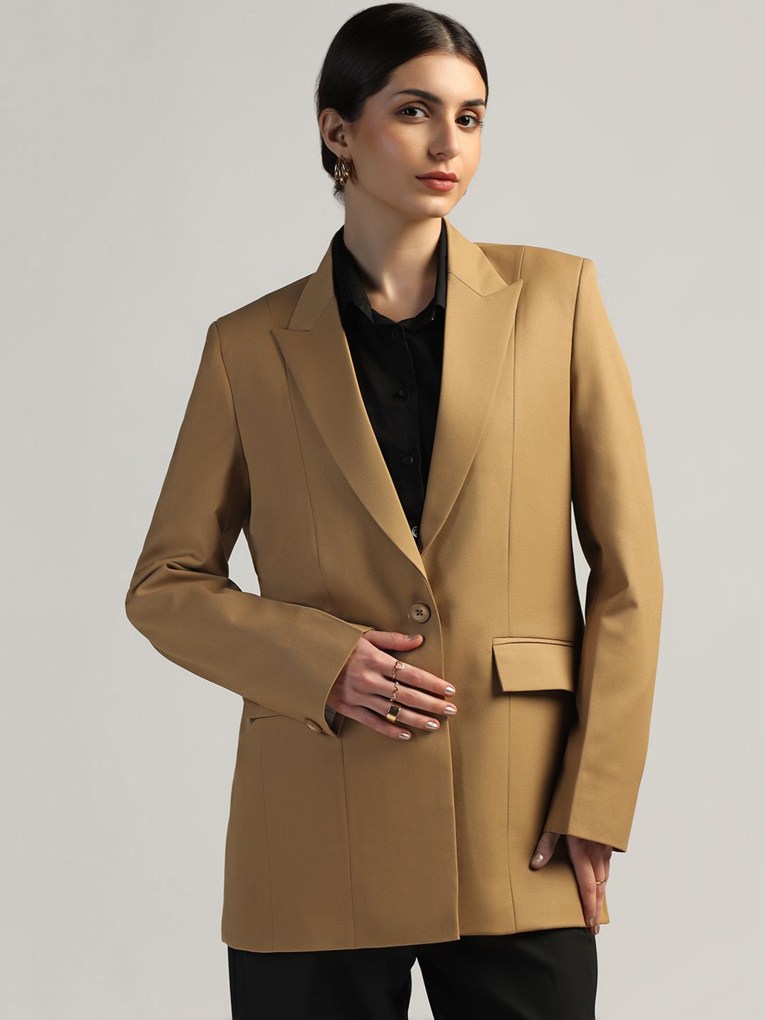 TAHVO Single Breasted Long Blazer
