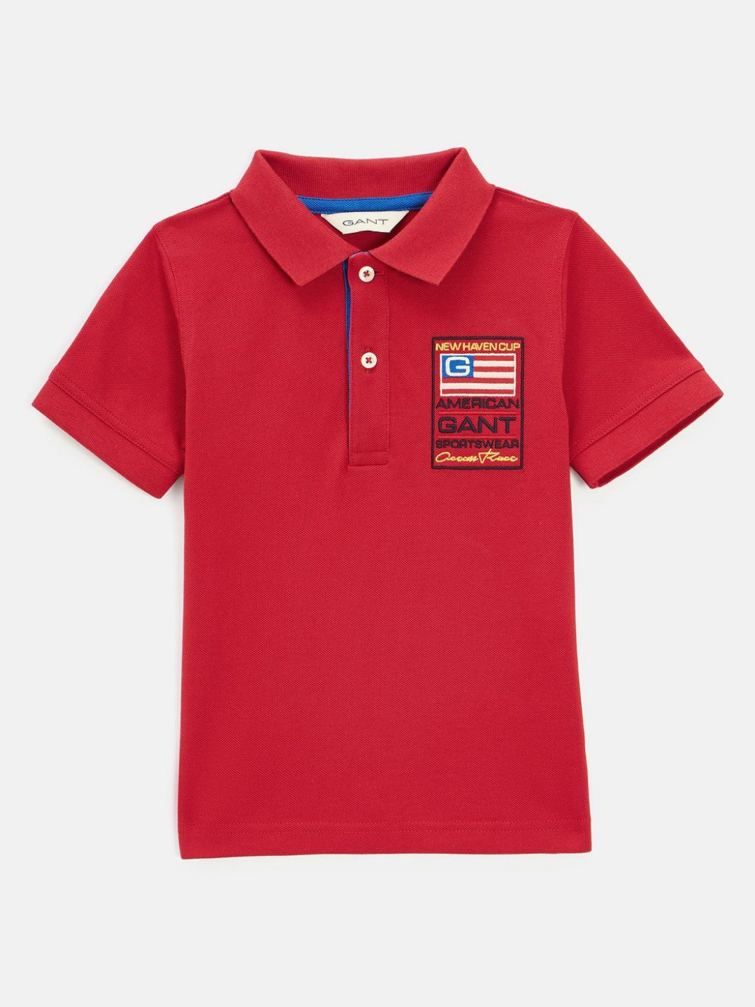 GANT Boys Typography Flat Embroidered Polo Collar Pure Cotton T-shirt