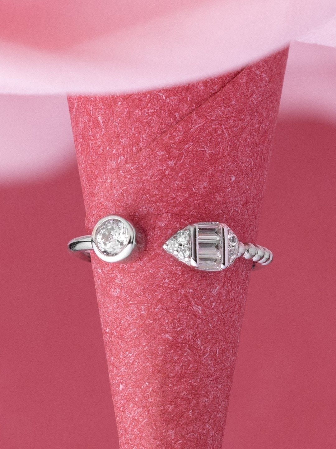 LIORA 925 Silver Jewellery Sterling Silver Rhodium Plated Harmony Adjustable Ring