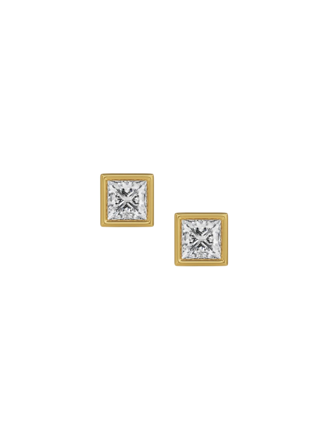 Emori 1 CT Bezel Princess Solitaire Lab Diamond in 14KT Gold Earring