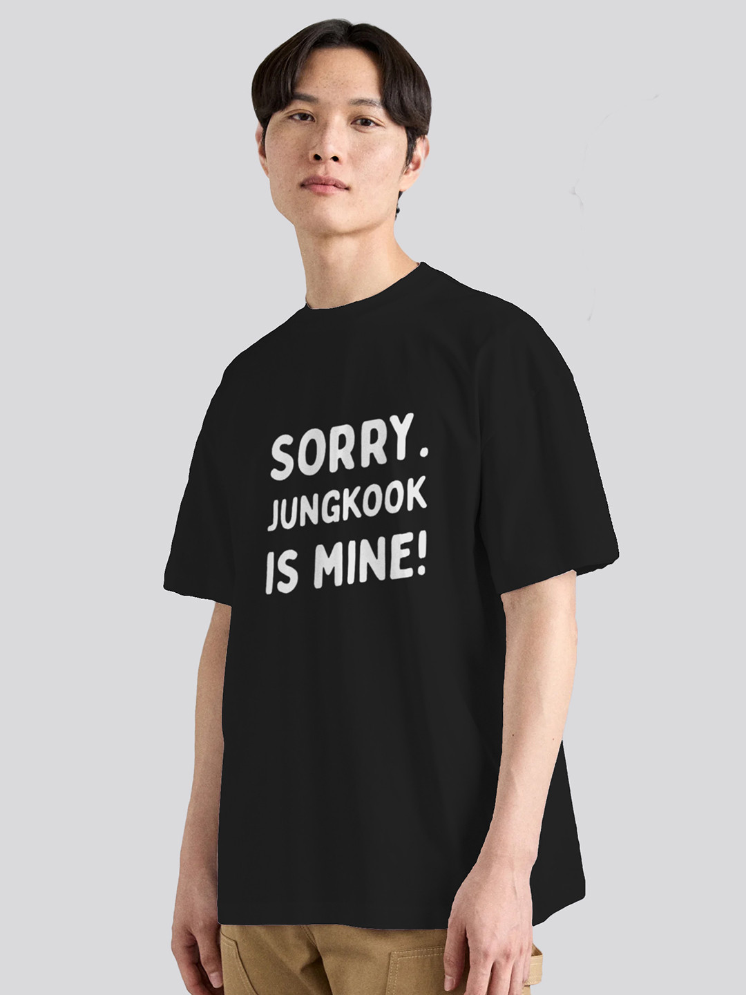 The Korhean Store Unisex BTS Jungkook Is Mine Streetwear Regular Fit Graphic Printed Cotton Tshirt