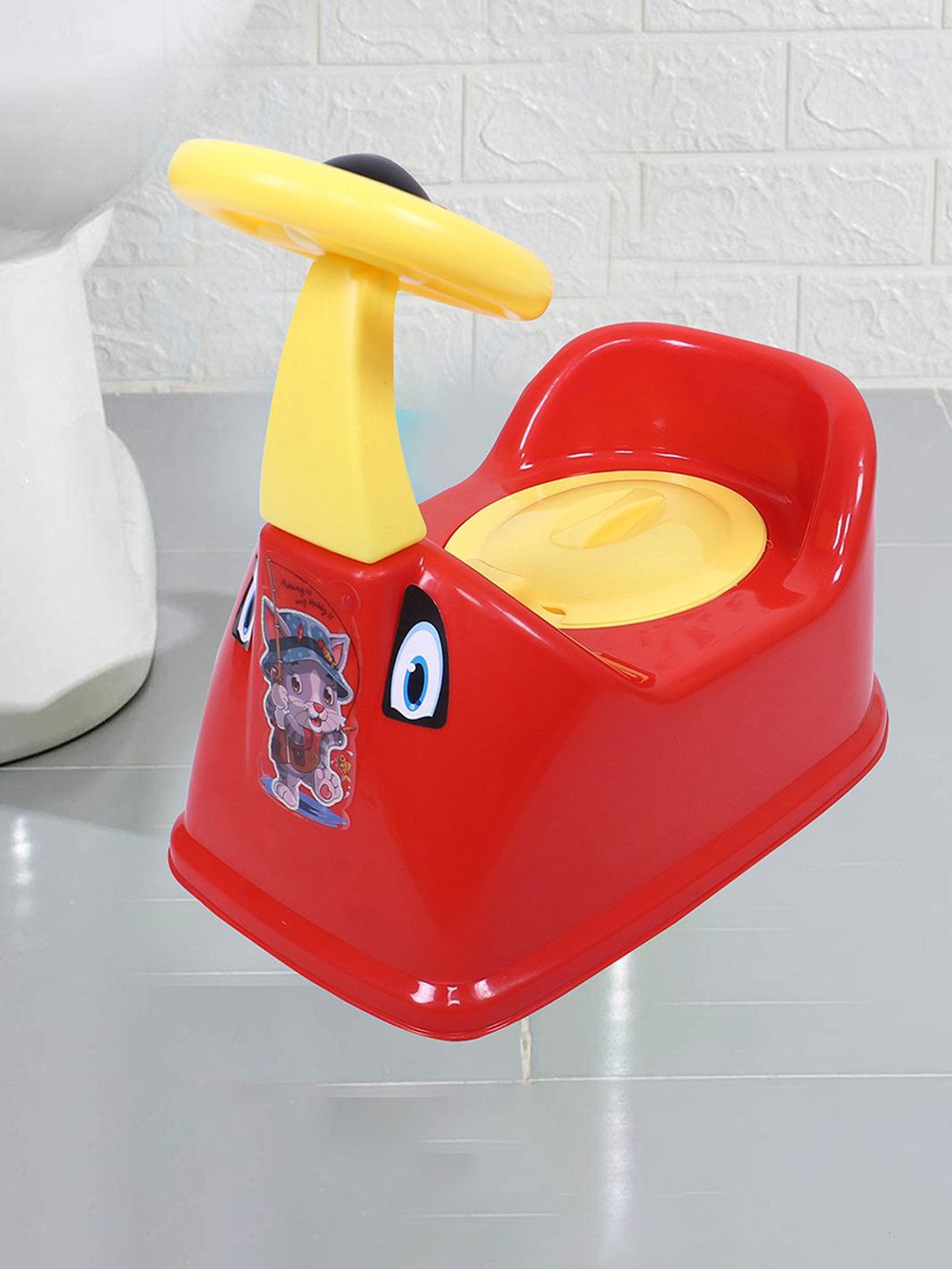 Kuber Industries Plastic Baby Potty Toilet Training Seat- Red