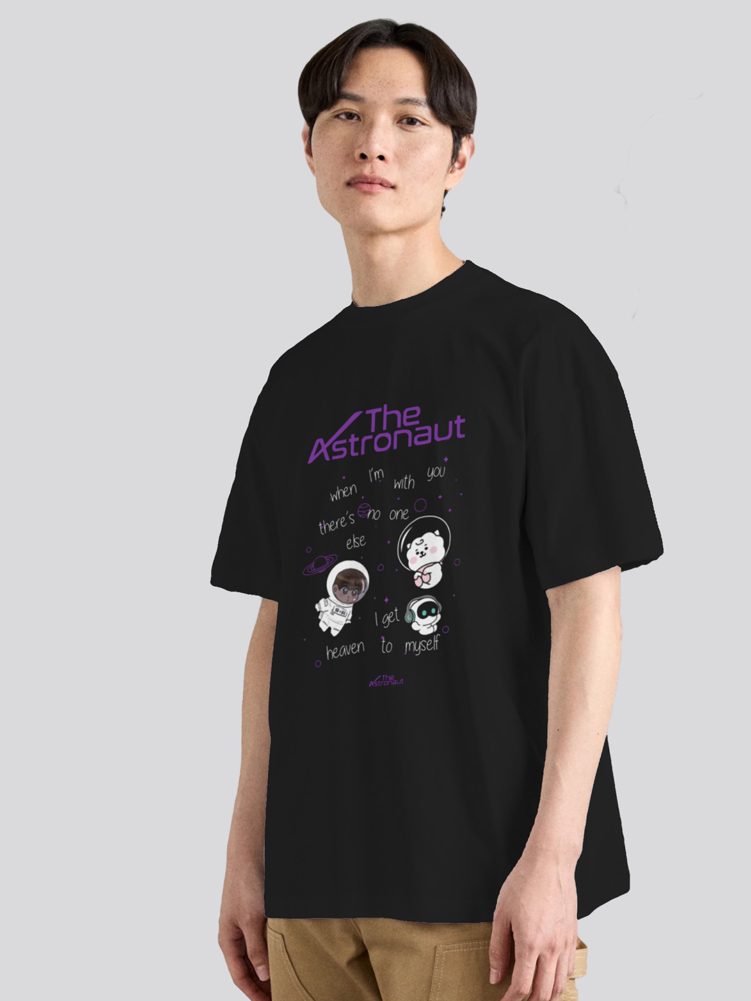 The Korhean Store Unisex BTS The Astronaut Streetwear Regular Fit Graphic Printed Cotton Tshirt