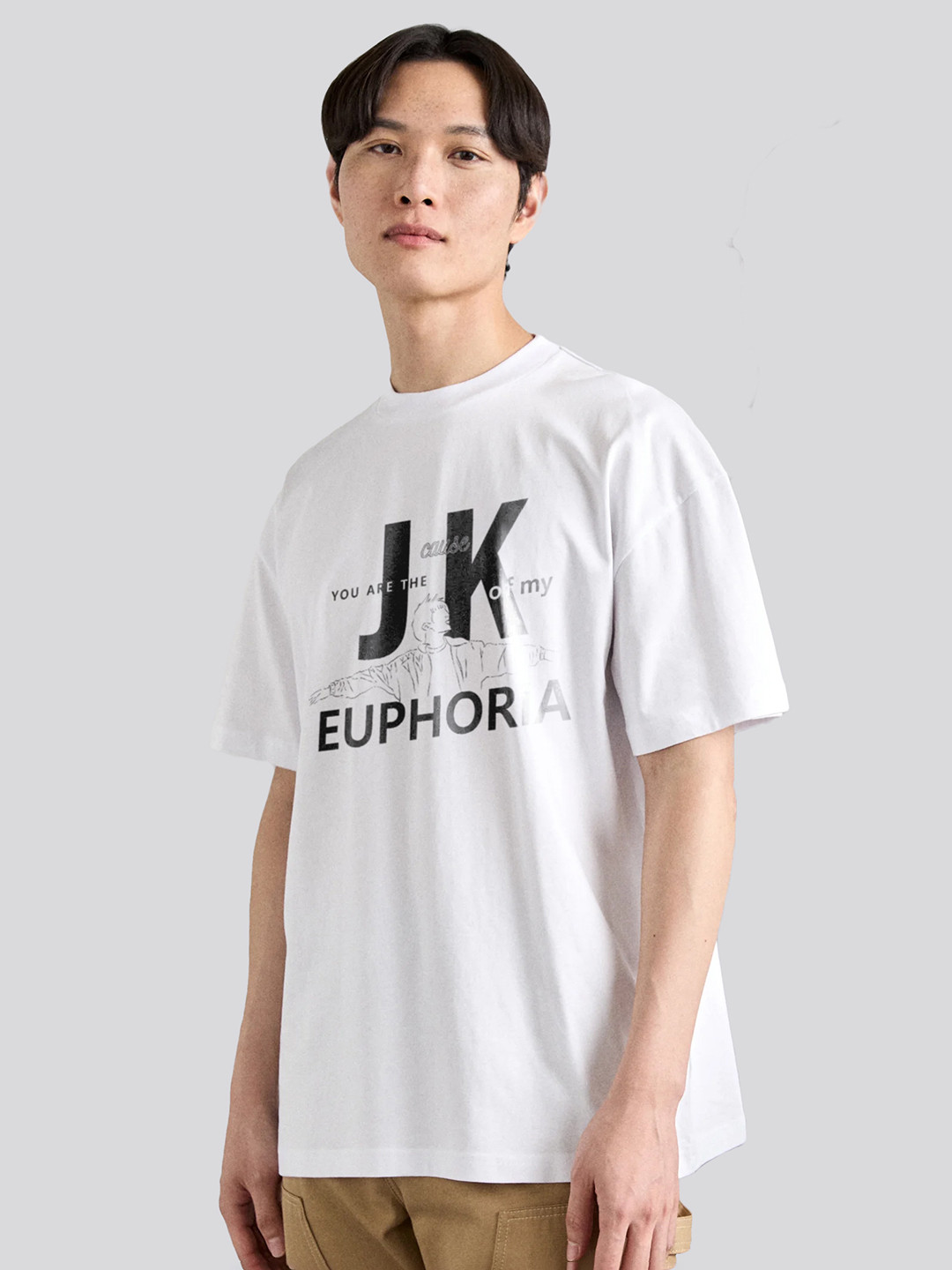 The Korhean Store Unisex BTS JK Euphoria Streetwear Regular Fit Graphic Printed Cotton Tshirt