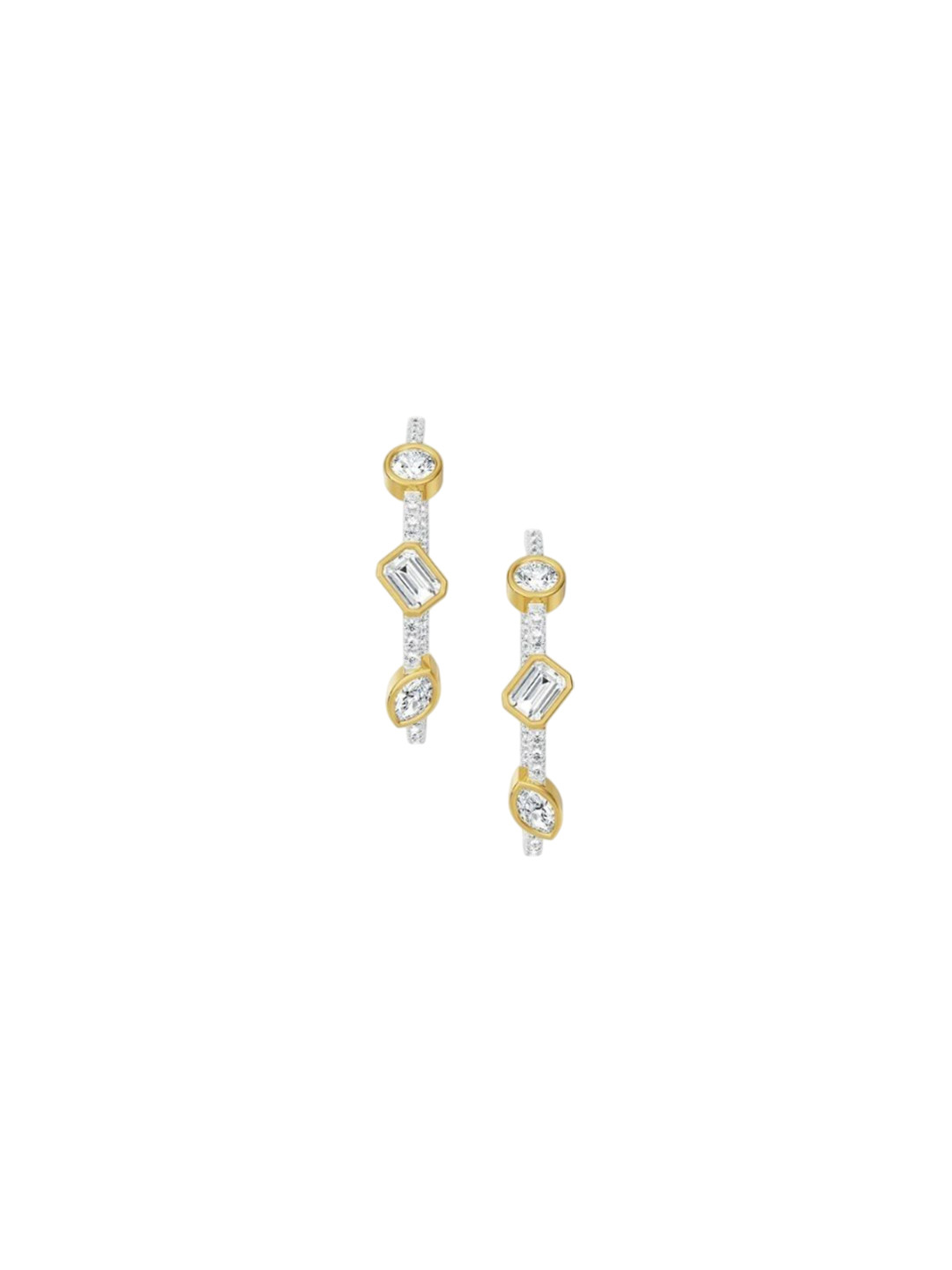 Emori Trio Stone Hoops Lab Diamond Earring in 18KT Gold
