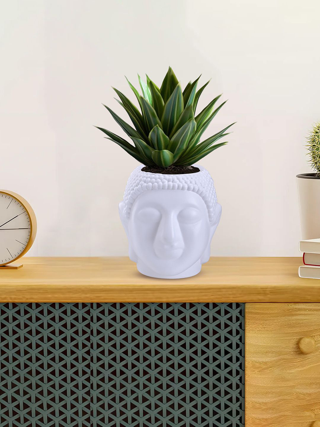 Kuber Industries White Lord Buddha Shaped Window Planters