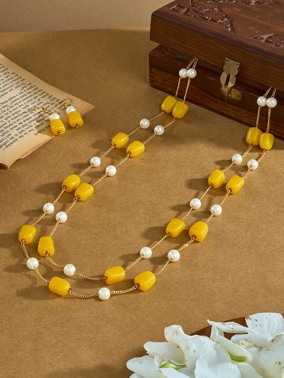 TEEJH Gold-Plated Drashti Beaded Jewellery Set