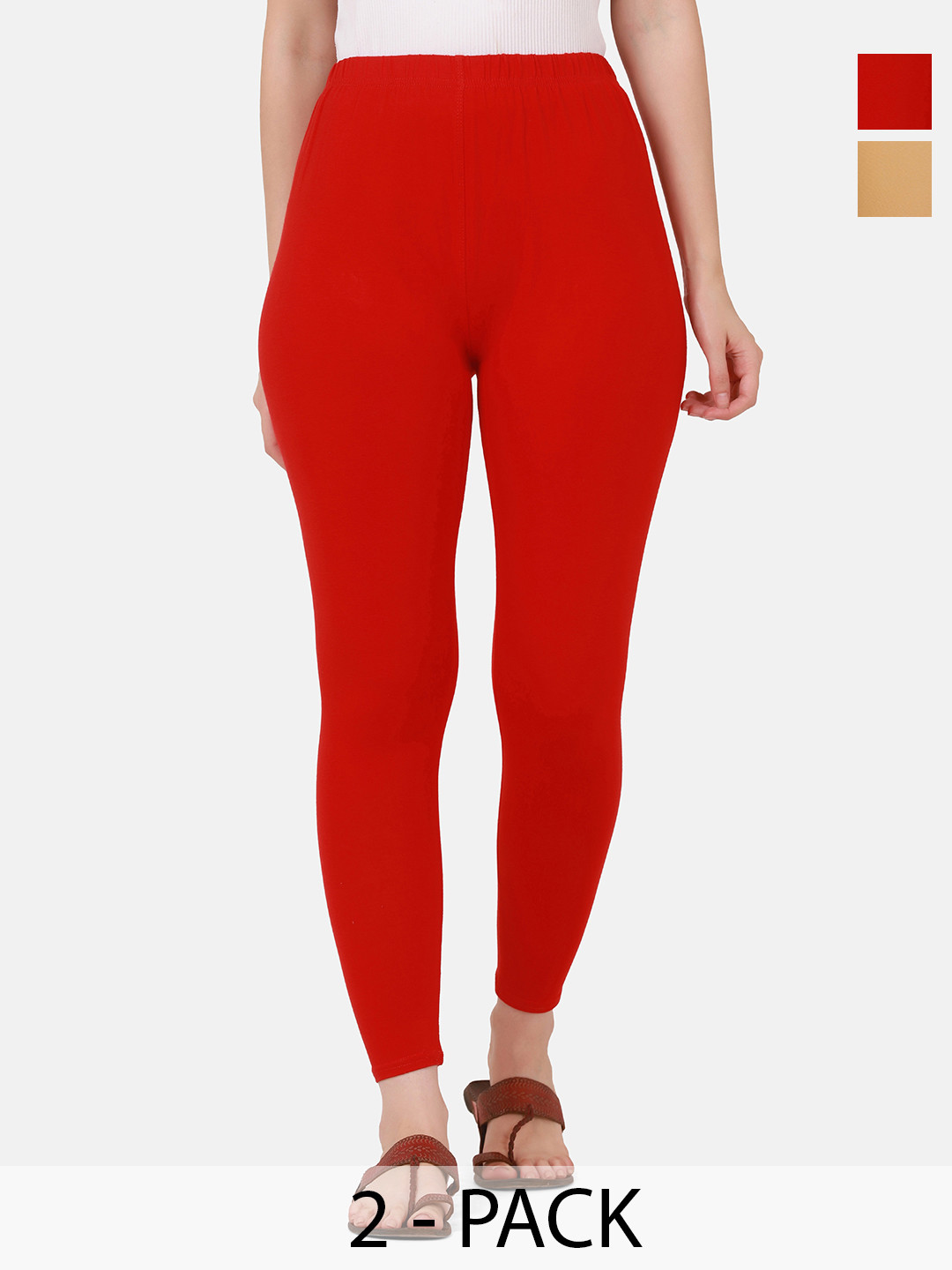 DIMPY GARMENTS Pack Of 2 Pure Cotton Slim Fit Mid Rise Ankle Length Leggings