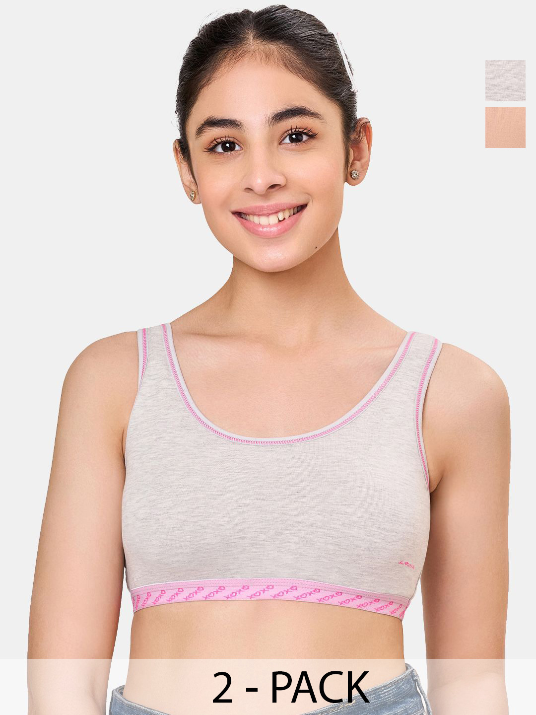 MAROON Beginner Bra Cotton Non-Padded Full Coverage Seamless Pack of 2 Bra for Teenager