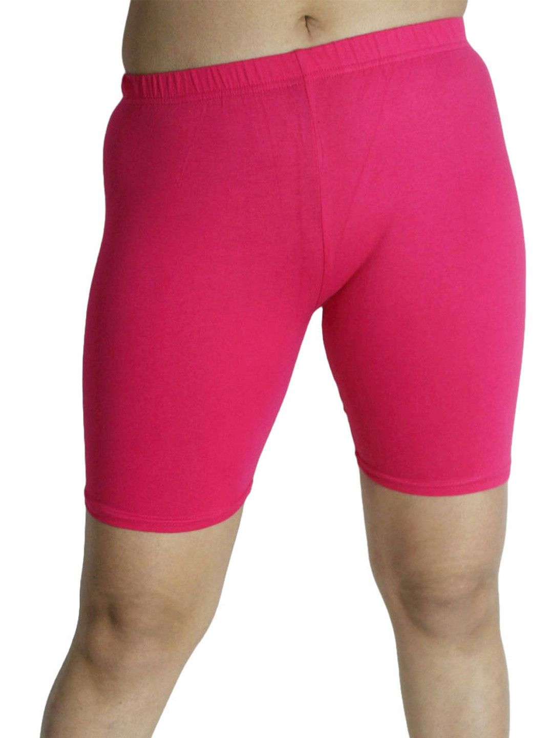 Magenta Solid Mid-Rise Running Sports Shorts