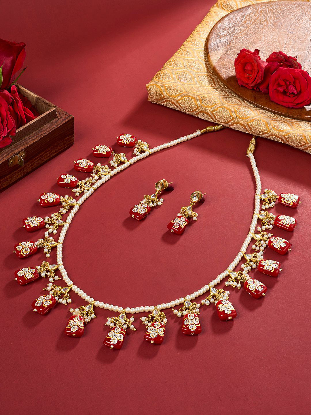TEEJH Idhika Gold-Plated Beaded Jewellery Set