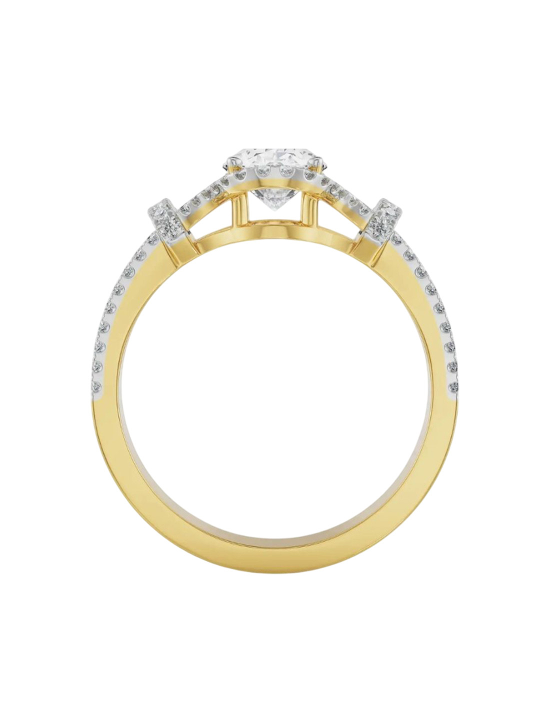 Emori Glimmery Oval Engagement Lab Diamond Ring in 18KT Gold