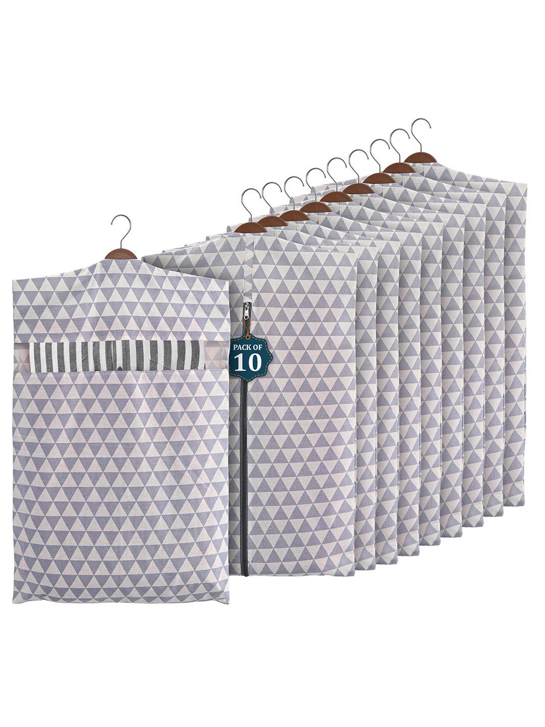 Kuber Industries Grey Set of 10 Storage Bag Clothes Cover Regular Multi-Utility Organisers