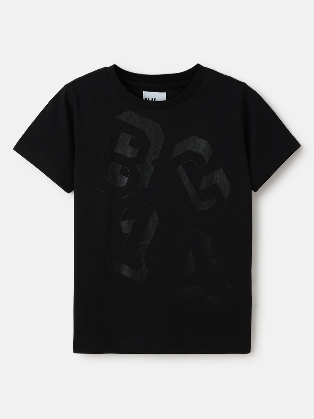 Blue Giraffe Boys Round Neck Short Sleeve Typography Pure Cotton T-shirt