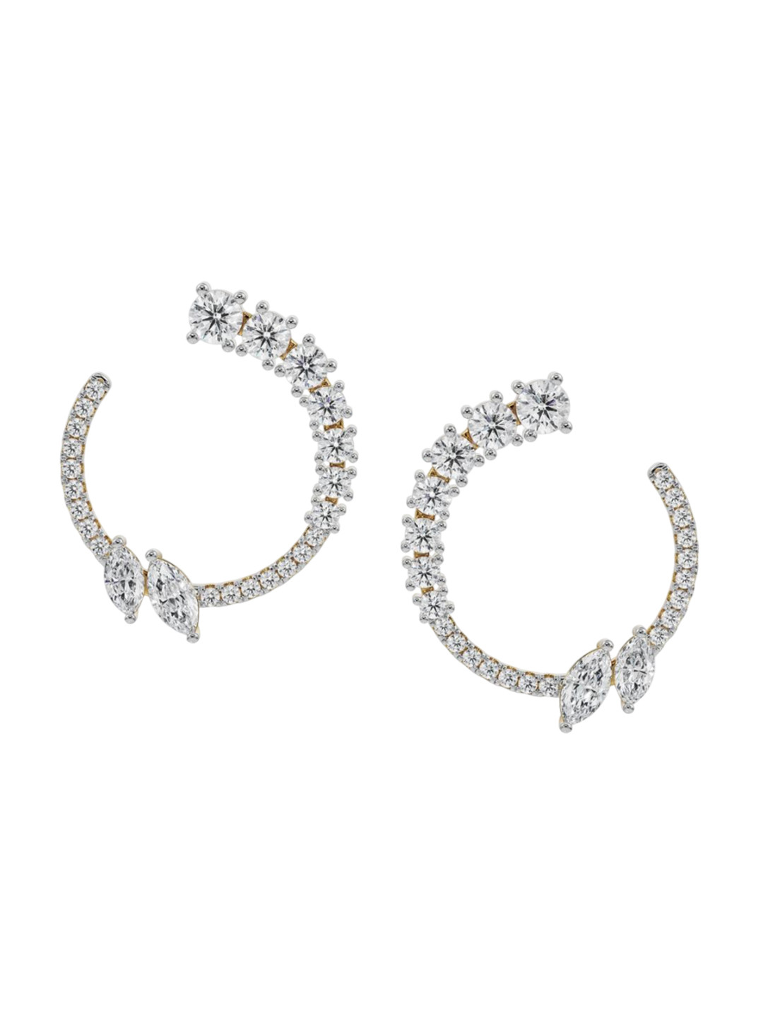 Emori Marquise and Round Lab Diamond in 14KT Gold Earring