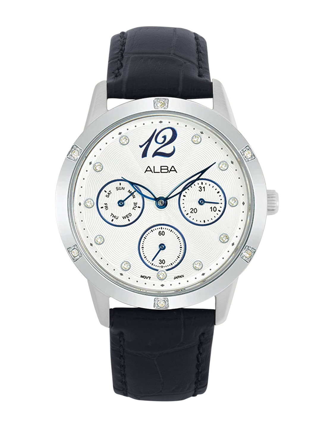 Alba by seiko White Ripple Dial with Blue Leather Straps-AP6719X1