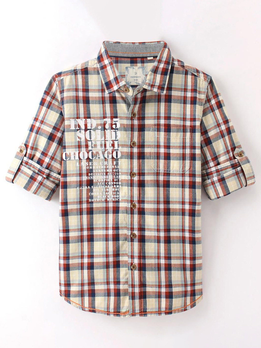 Infinity Boys Tartan Checks Opaque Checked Casual Shirt