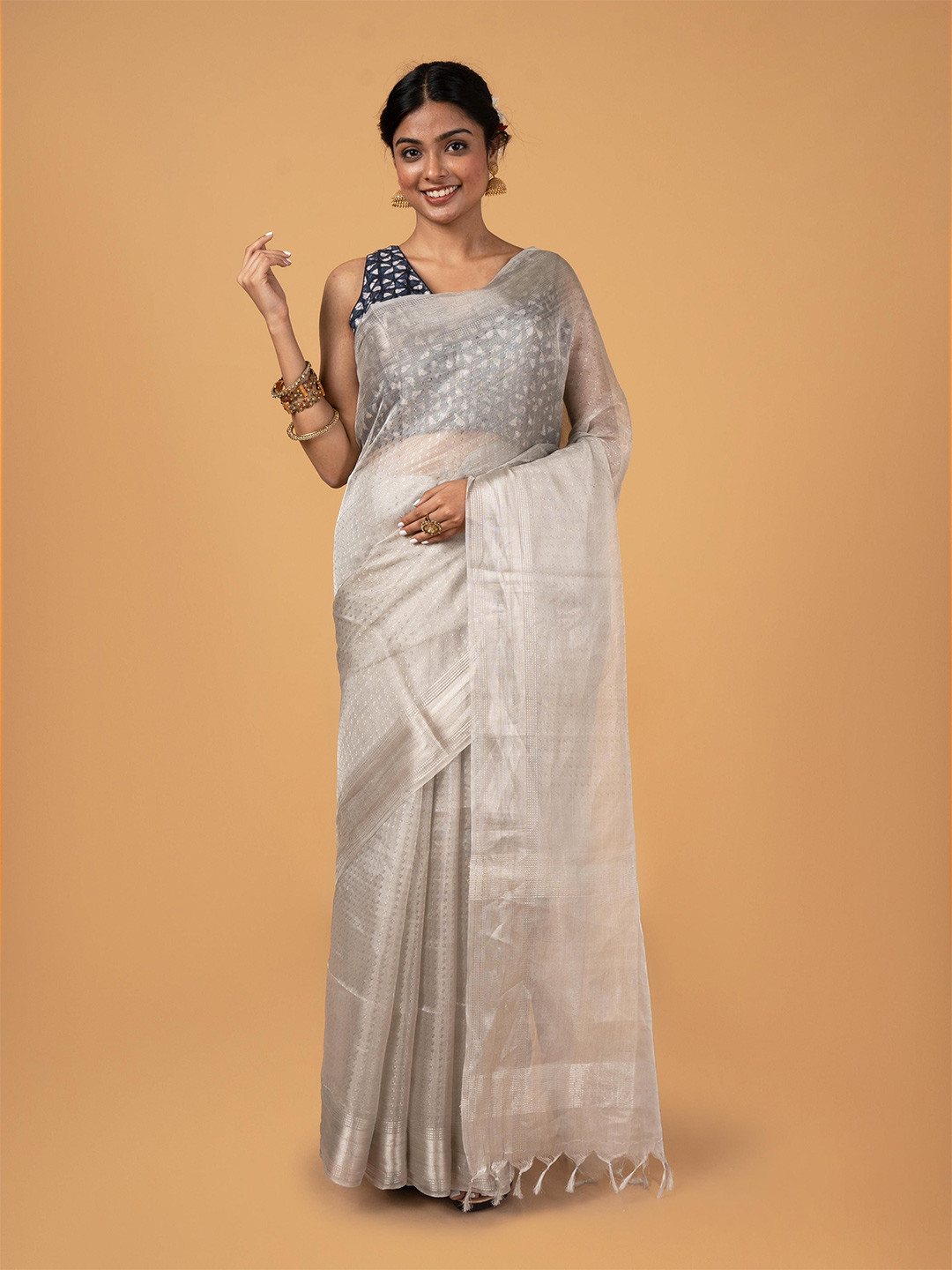 SANJAR CREATION Woven Design Zari Tissue Banarasi Saree