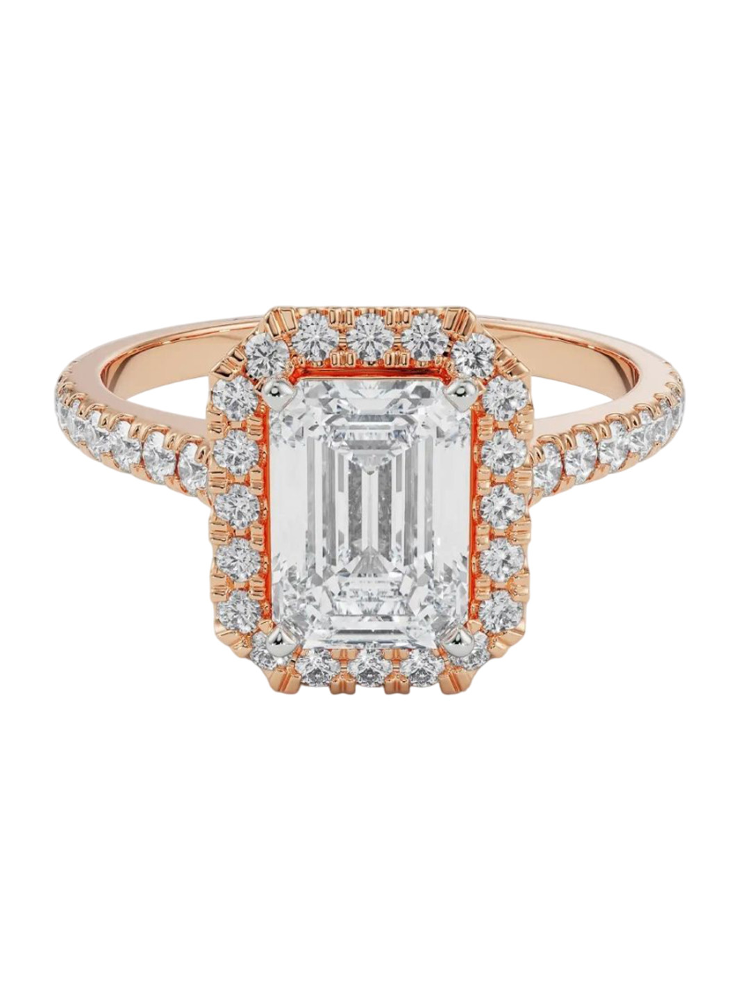 Emori Pave Halo Engagement Lab Diamond Ring in 18KT Gold