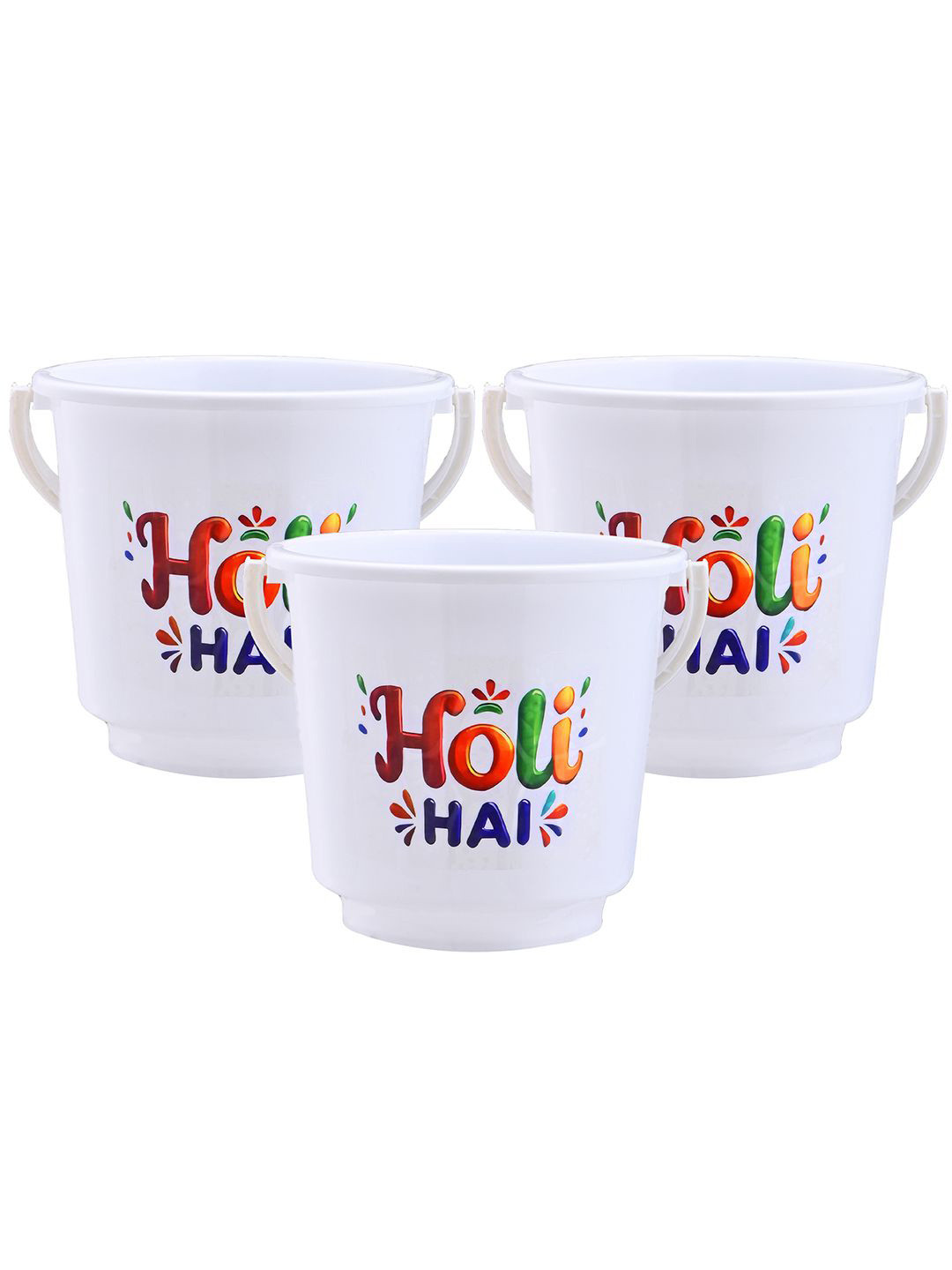 Kuber Industries White & Red 3 piece Textured Plastic Bath Accessories Set