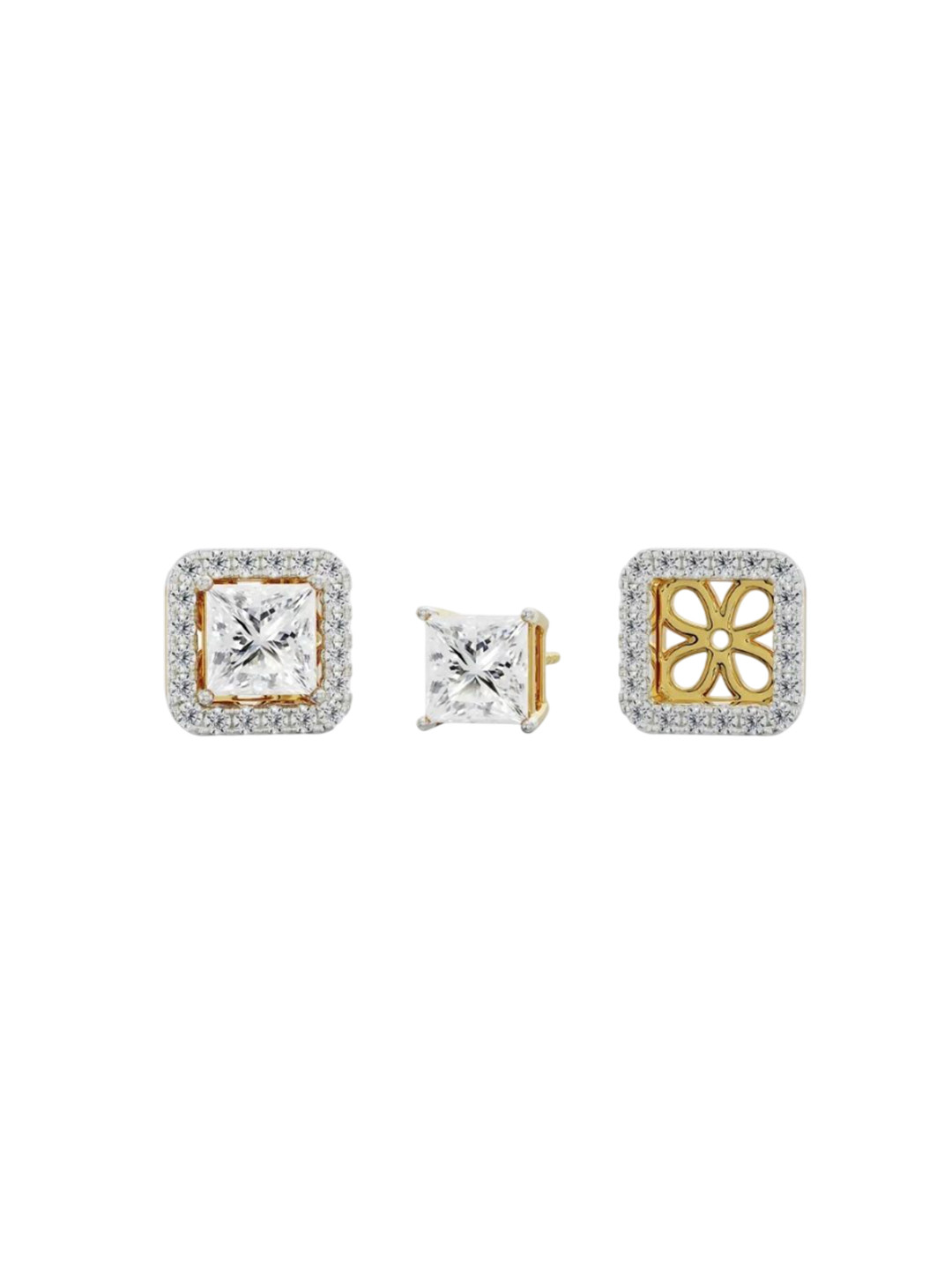 Emori 0.50 CT Princess Frame Lab Diamond in 14KT Gold Earring