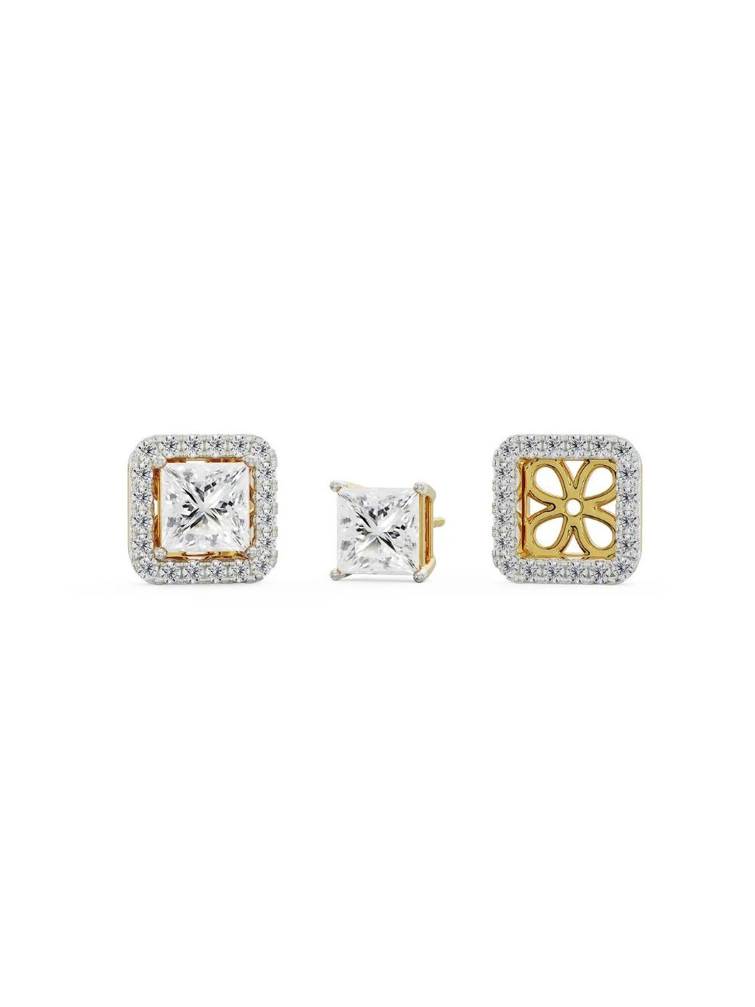 Emori 1 CT Princess Frame Lab Diamond in 14KT Gold Earring