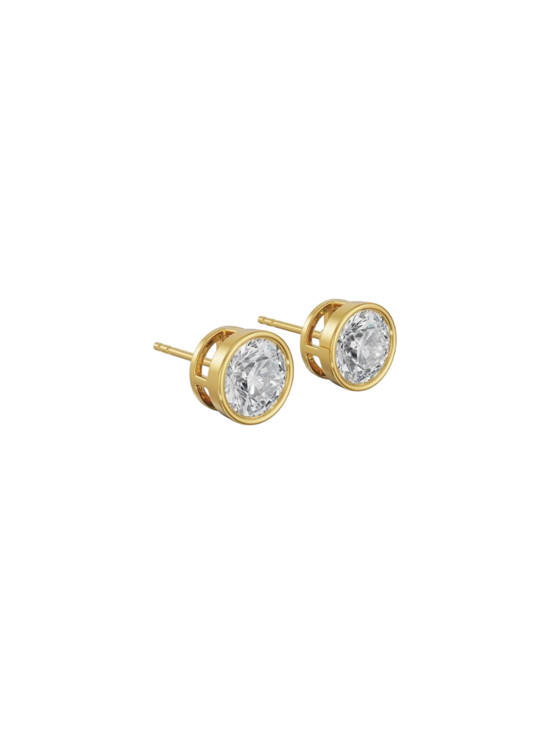 Emori 1.5 CT Classic Bezel Solitaire Lab Diamond Earring in 18KT Gold