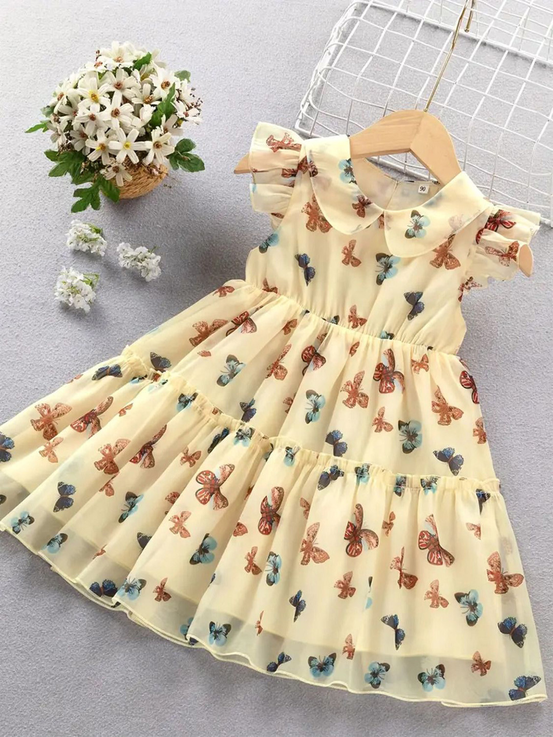 BAESD Print Applique Georgette Fit & Flare Dress