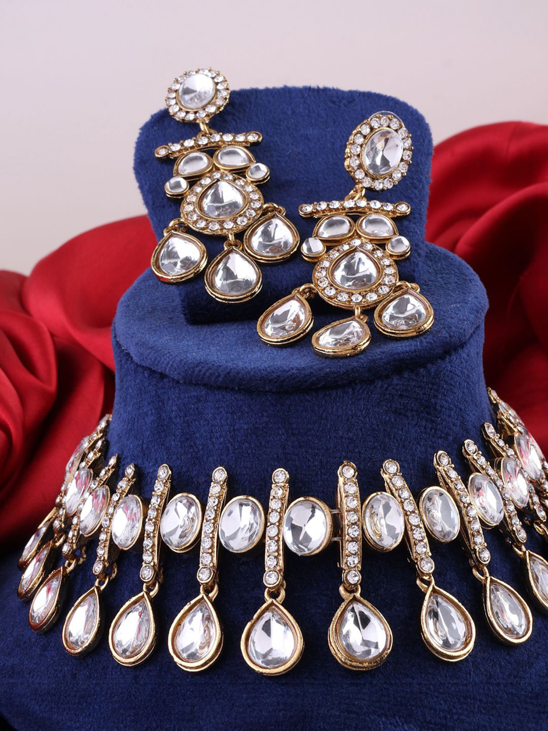 SHONA'S STYLE Gold-Plated Crystal Studded JewellerySet
