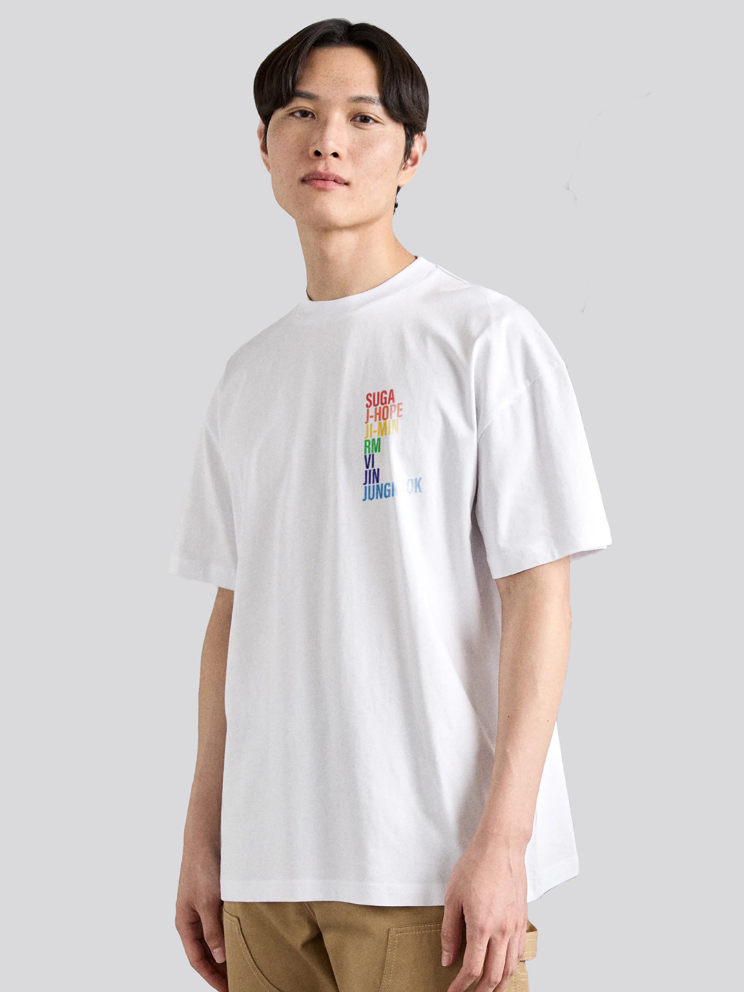 The Korhean Store Unisex BTS Rainbow Members Streetwear Regular Fit Graphic Printed Cotton Tshirt
