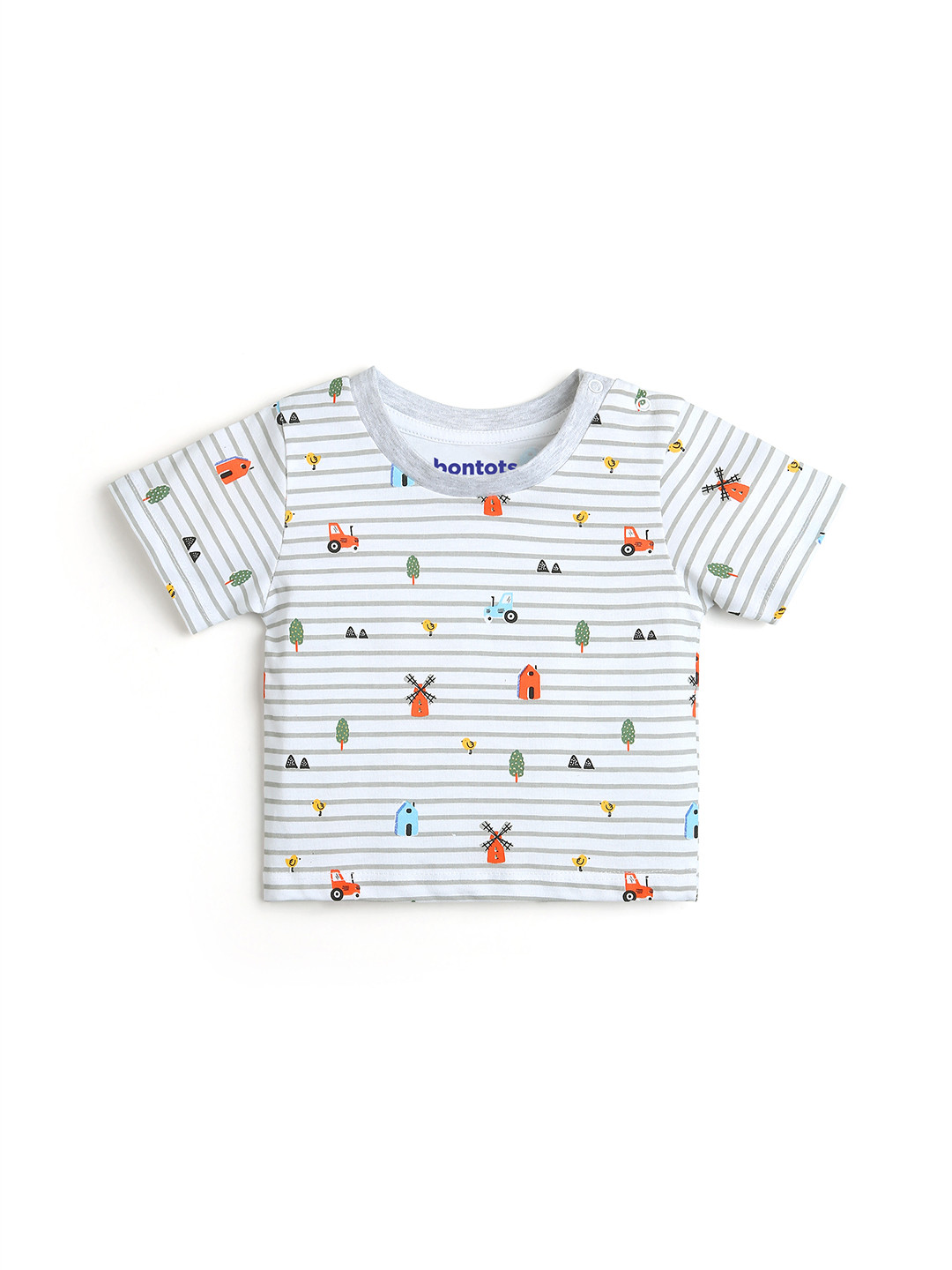 BONTOTS Infant Boys Little Farm Explorer Printed Organic Cotton T-Shirt