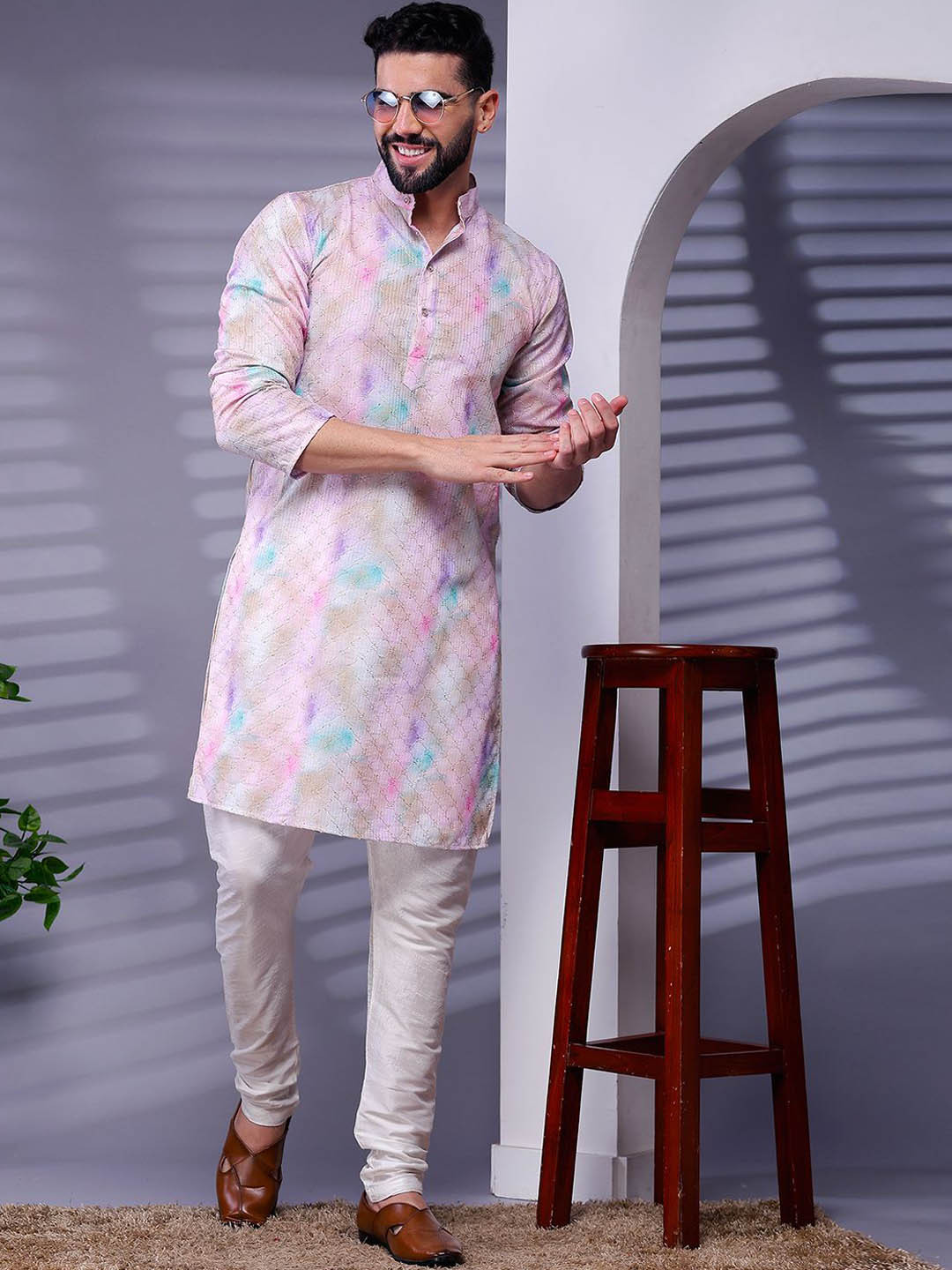 Moda Rapido Men Printed Thread Work Kurta