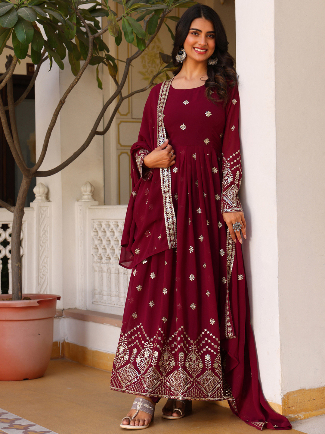 KALINI Embroidered Kurta Set With Dupatta
