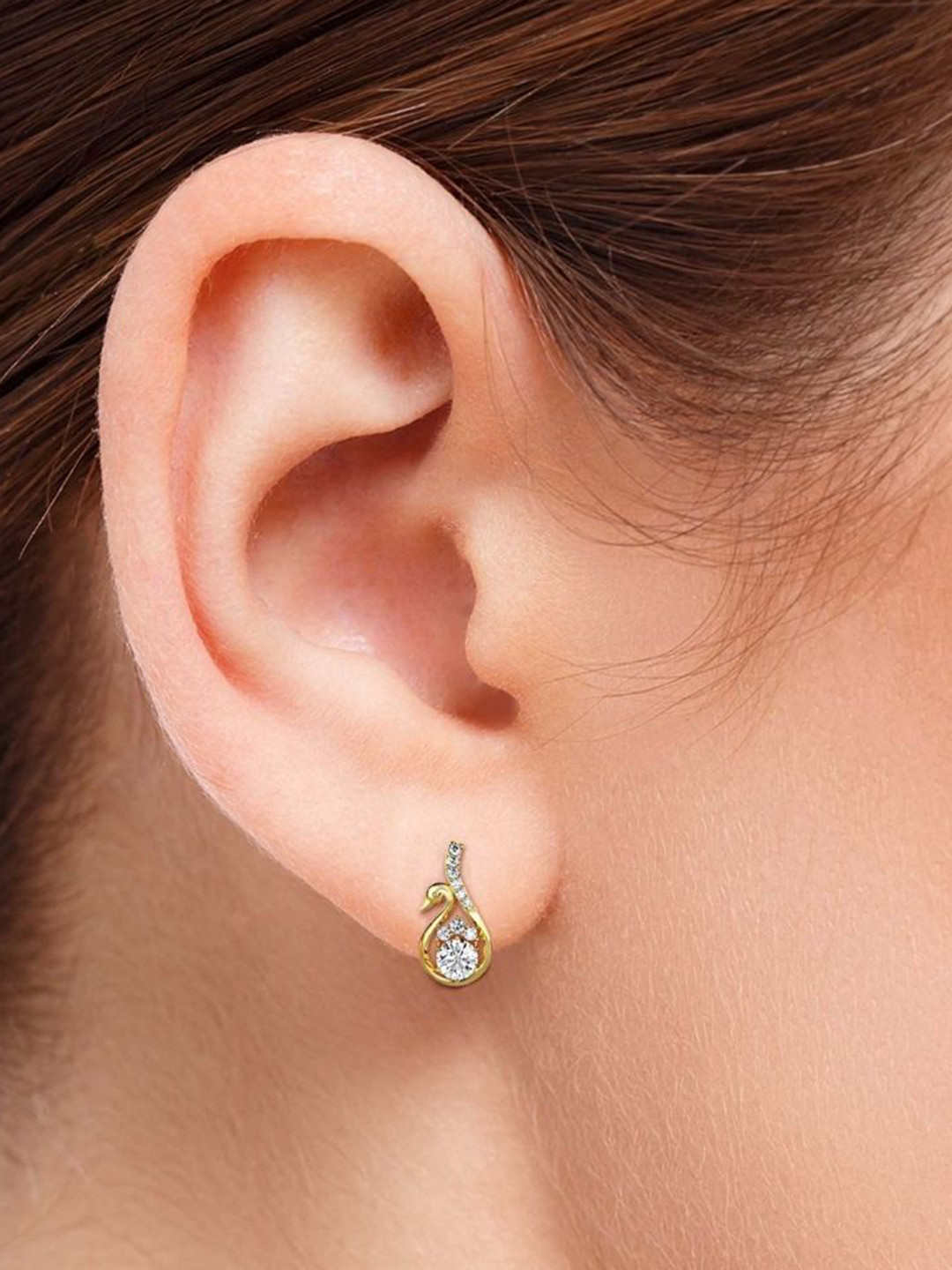 Emori Majestic Swan Lab Diamond in 14KT Gold Earring
