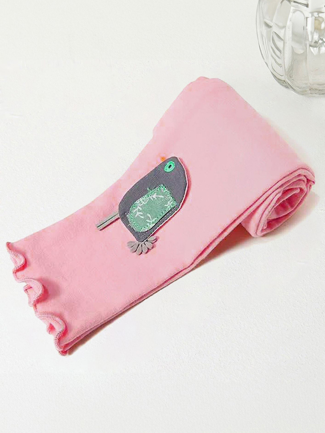 LULU & SKY Infant Girls Mid-Rise Ankle-Length Applique Detail Lettuce Hem Leggings