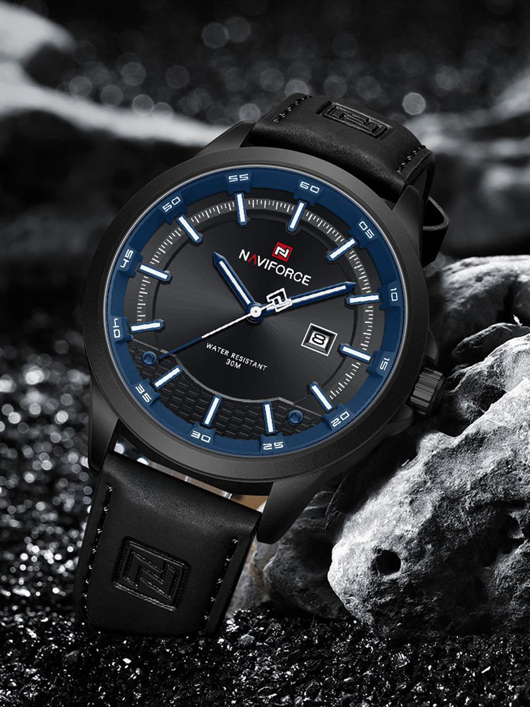 Naviforce Men Embellished Dial & Leather Straps Analogue Watch NF9248L_B BE B