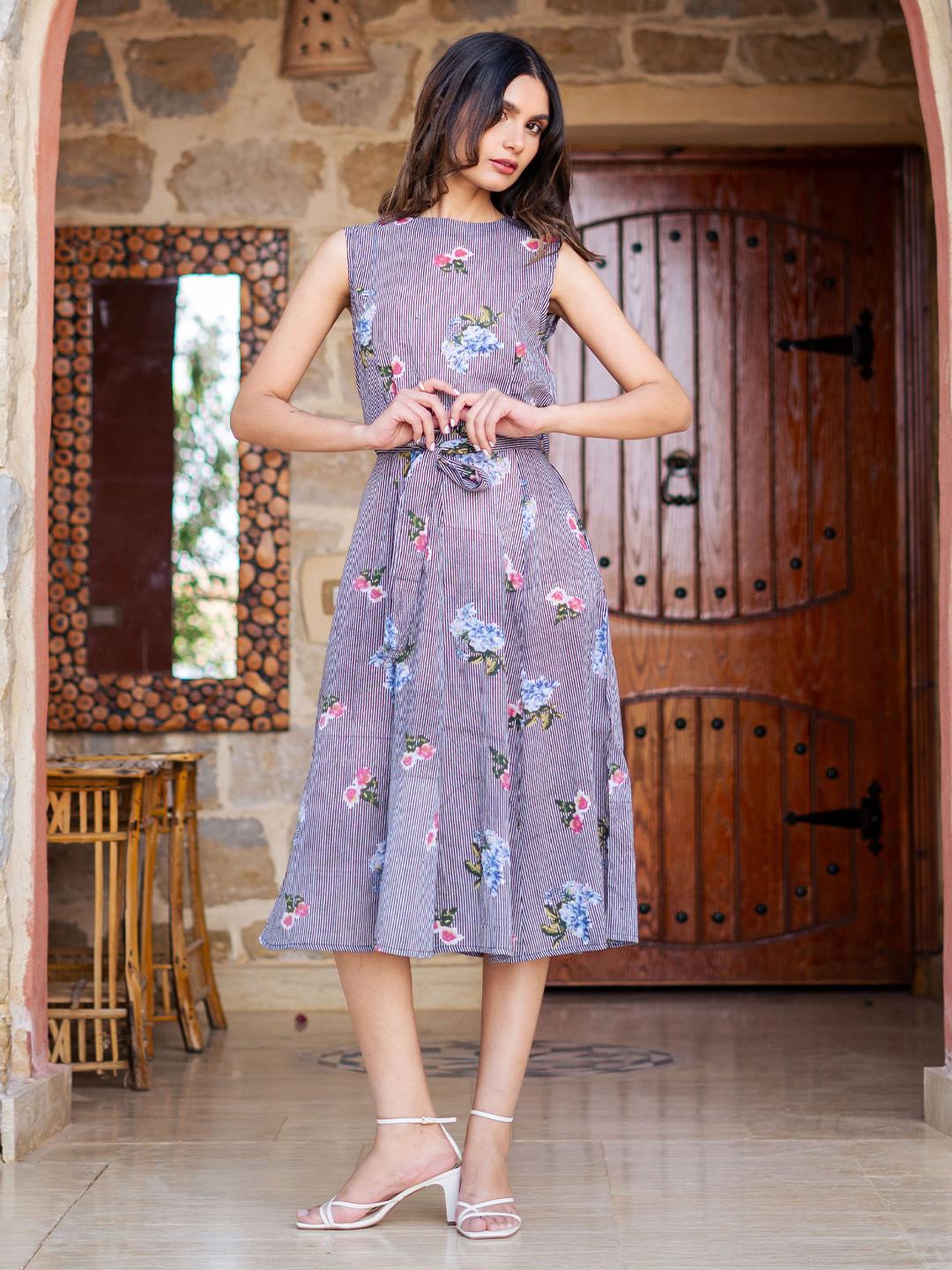 SANSKRUTIHOMES Floral Print A-Line Dress