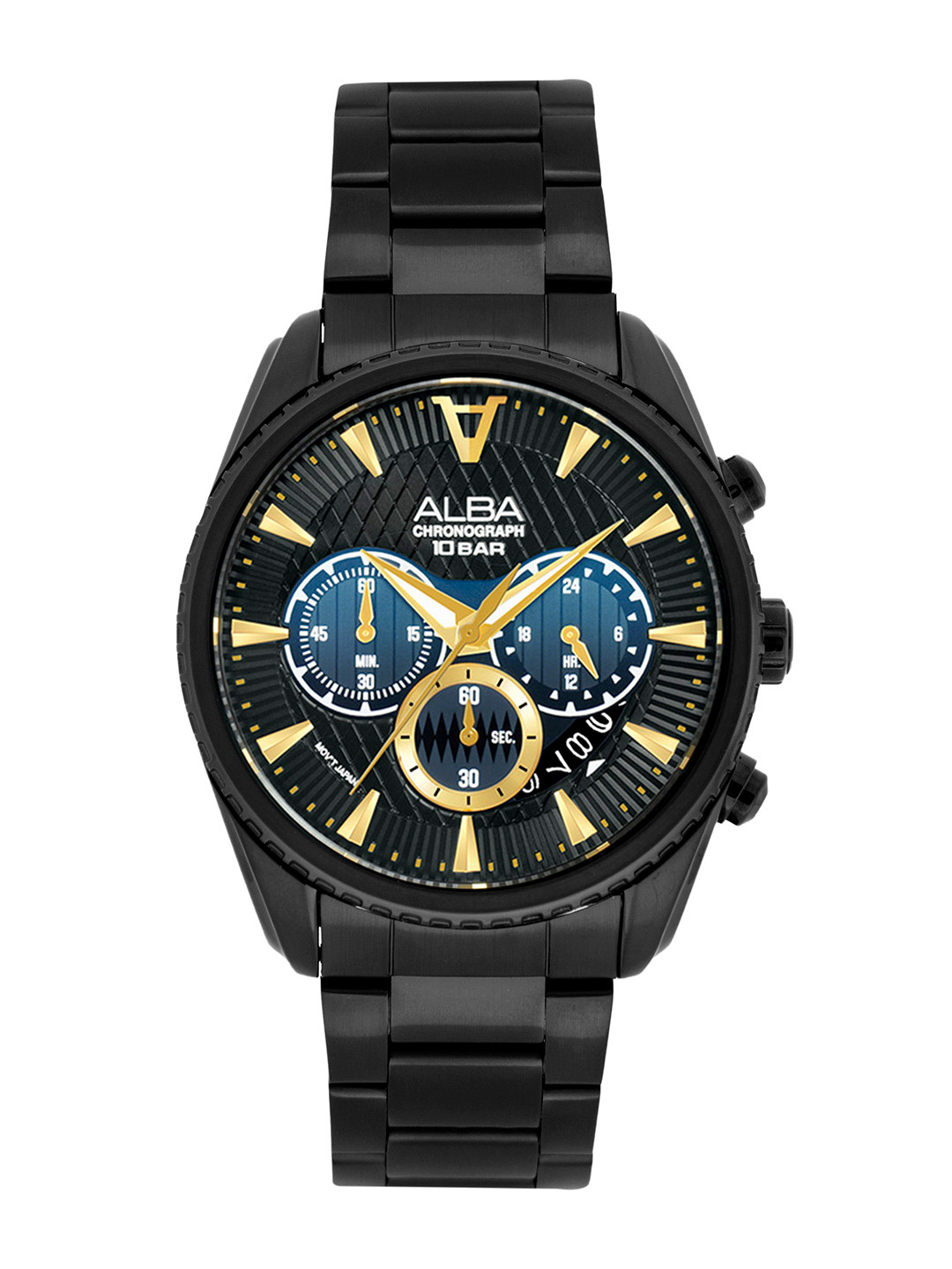 Alba by seiko Black & Blue Gradation Patterned Dial Watch AT3J09X1