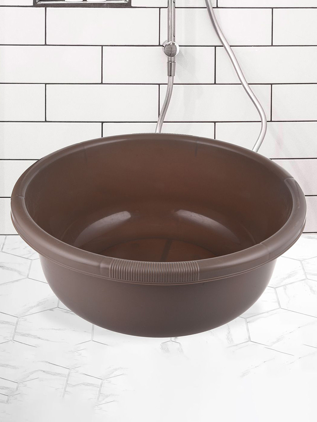 Kuber Industries Kids Brown Durable Plastic Bath Tub