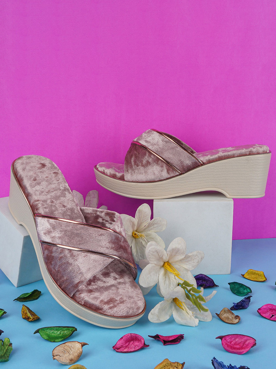 BAESD Velvet Platform Mules