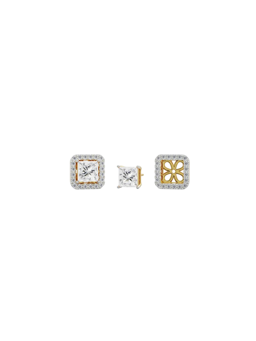 Emori 1 CT Princess Frame Lab Diamond Earring in 18KT Gold