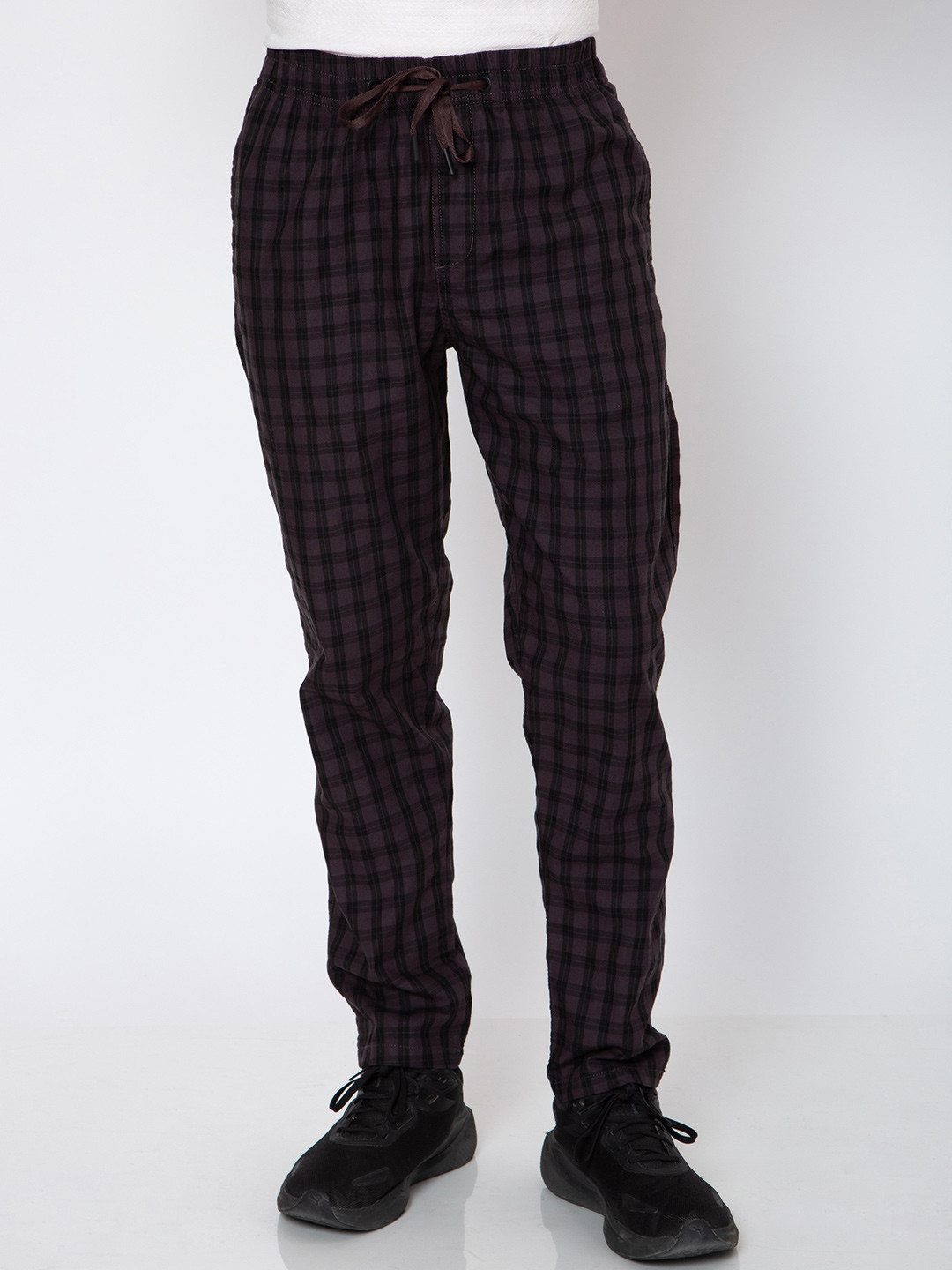 Sparky Checked Cotton Mid-Rise Trousers