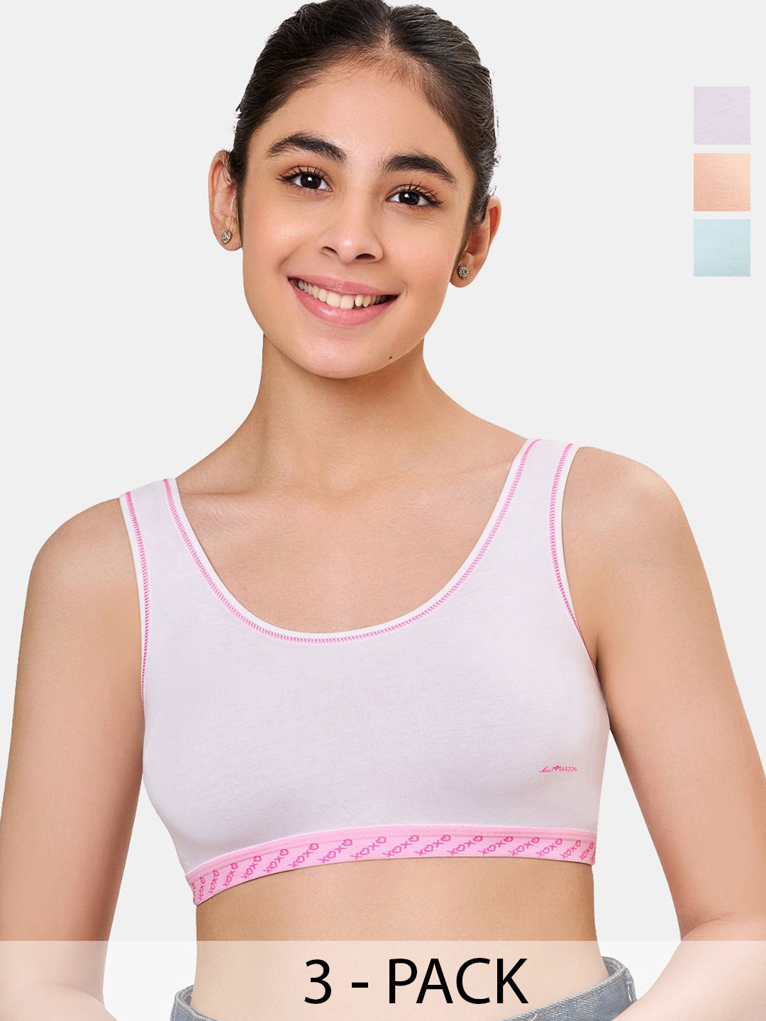 MAROON Beginner Bra Cotton Non-Padded Full Coverage Seamless Pack of 3 Bra for Teenager