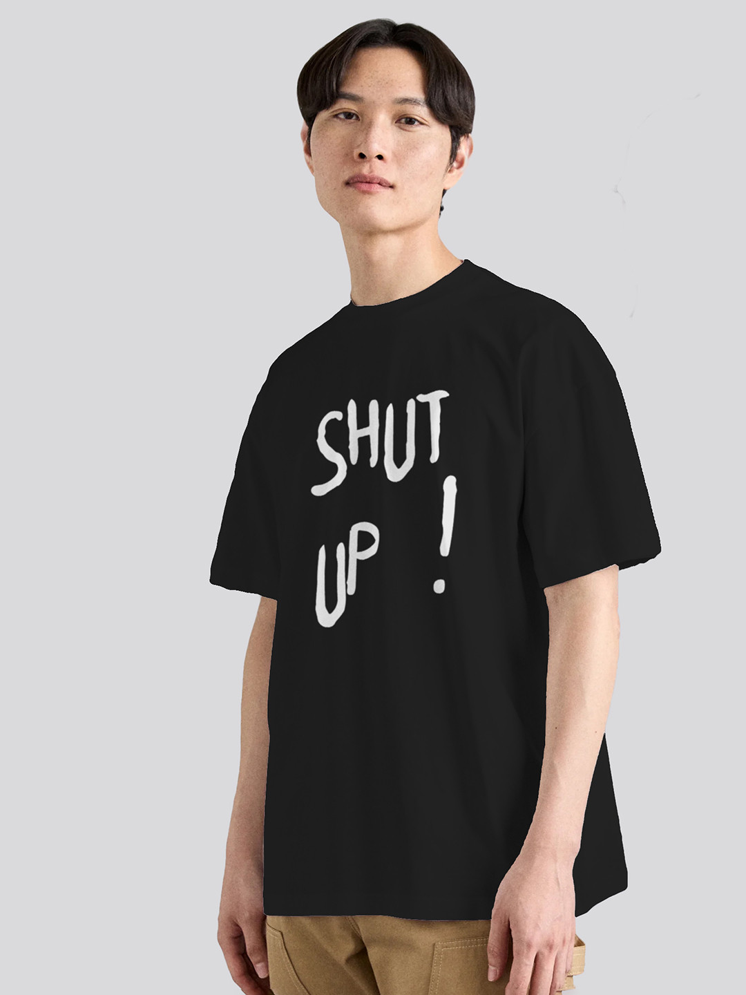 The Korhean Store Unisex BTS Taehyung Shut Up Streetwear Regular Fit Graphic Printed Cotton Tshirt