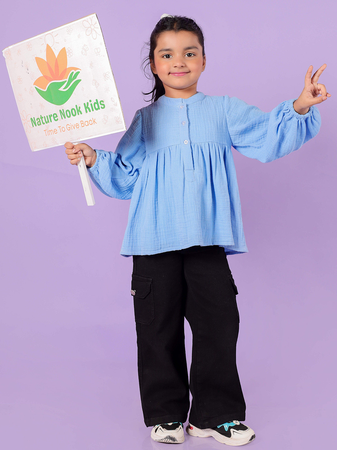 Nature Nook Kids Mandarin Collar Cotton Top