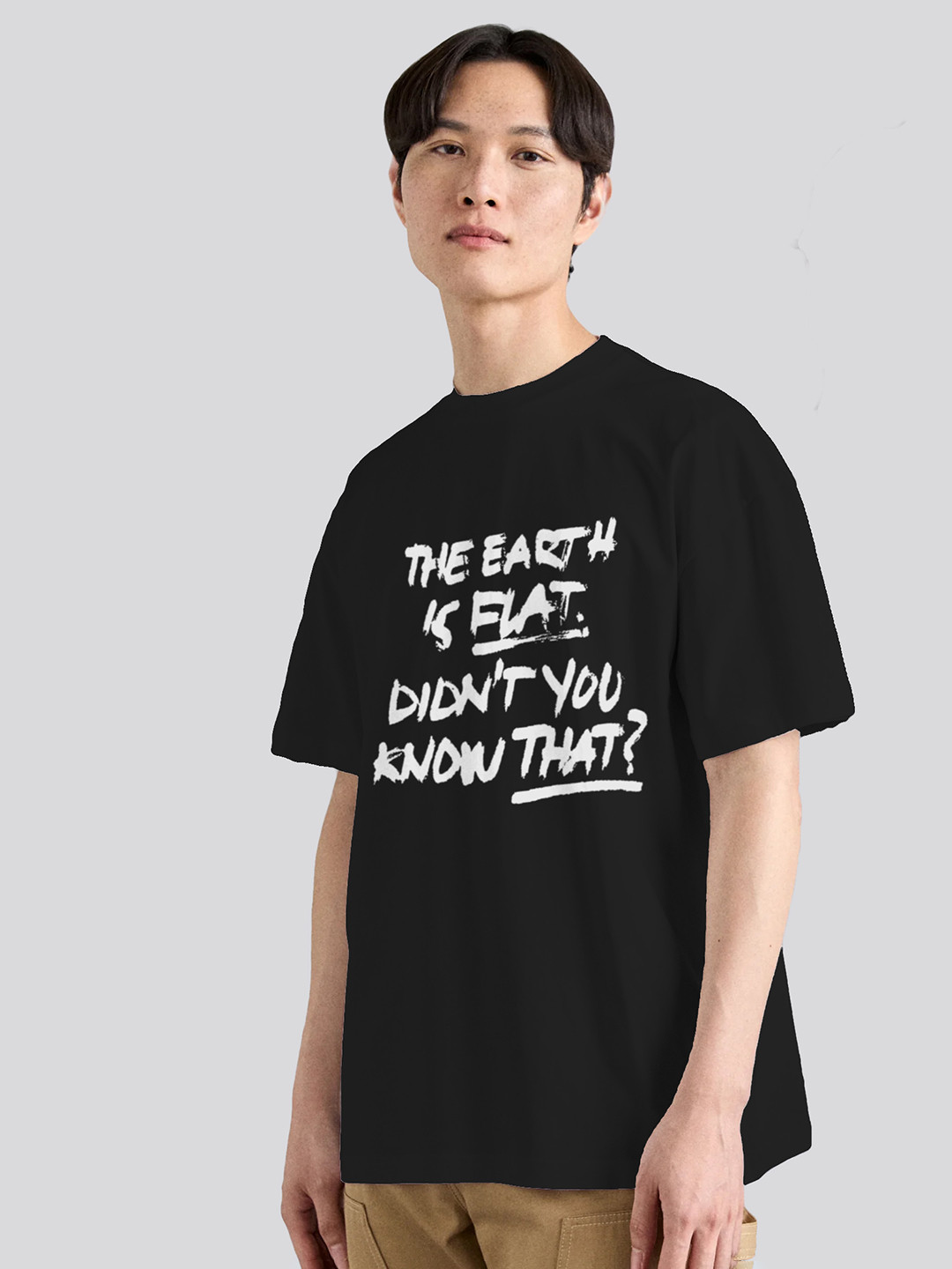 The Korhean Store Unisex BTS Yoongi Earth is Flat Streetwear Regular Fit Graphic Printed Cotton Tshirt