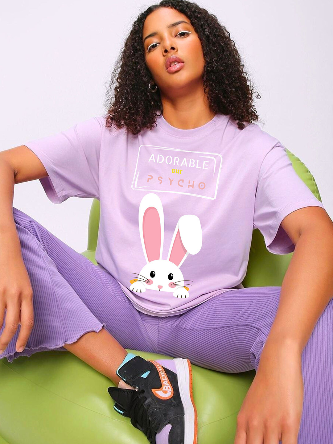 RAYACLOSET Women Printed Cut Outs  Oversized T-shirt