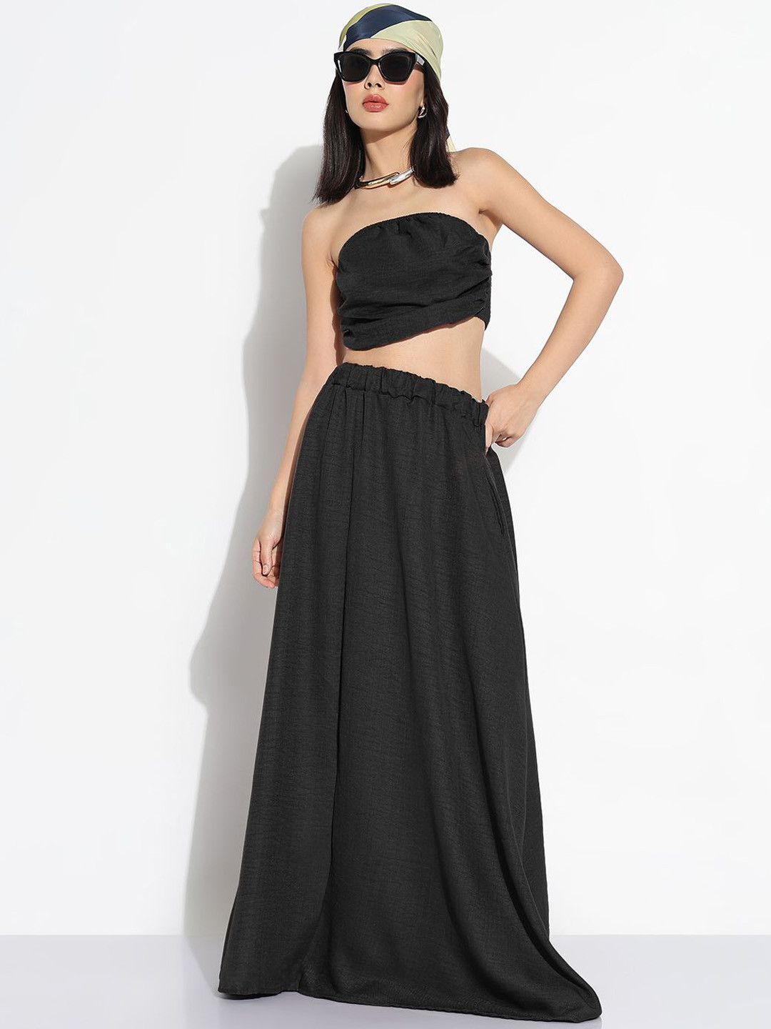 SHOWOFF Edition Off-Shoulder Sleeveless Crop Top With Maxi Skirt Co-Ords